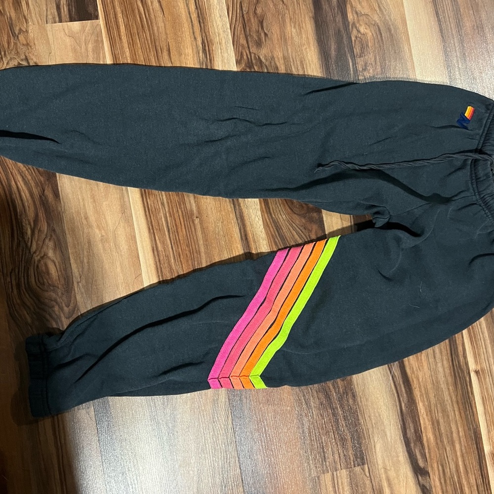 Black Joggers with Rainbow Stripes